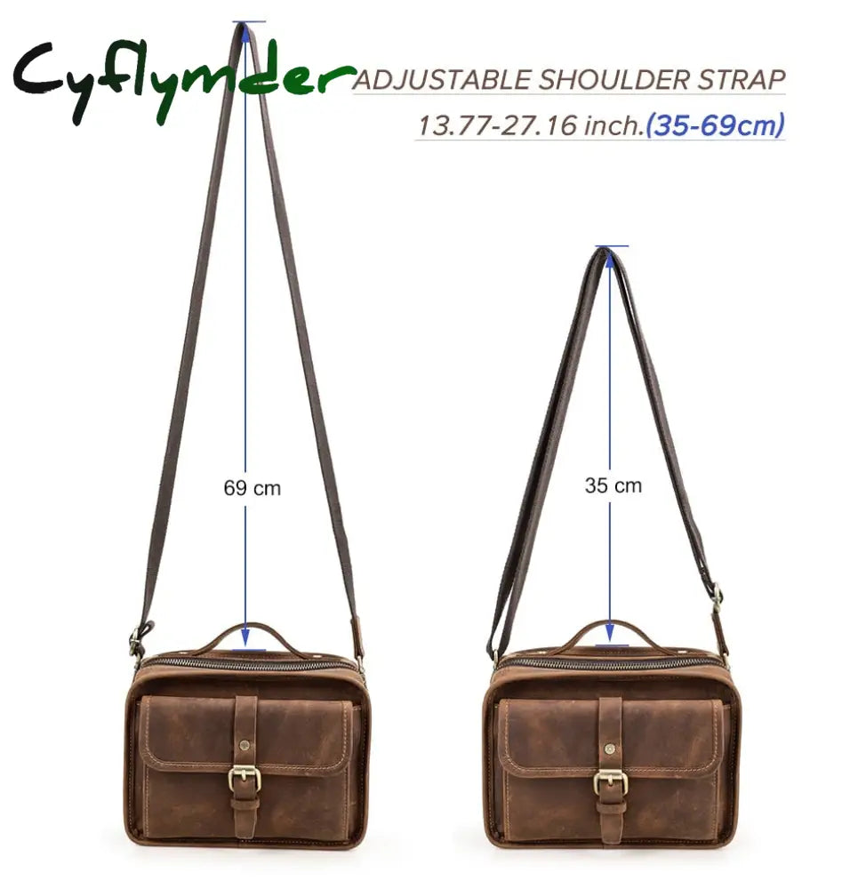 Cyflymder Shoulder Bag Vintage Crossbody Bags High Quality Genuine Leather Handbag Capacity Men