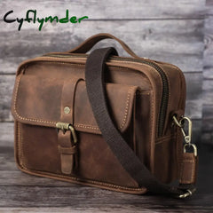 Cyflymder Shoulder Bag Vintage Crossbody Bags High Quality Genuine Leather Handbag Capacity Men