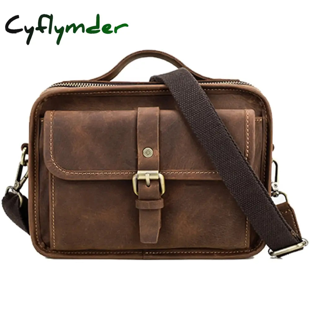 Cyflymder Shoulder Bag Vintage Crossbody Bags High Quality Genuine Leather Handbag Capacity Men