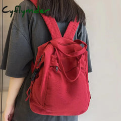 Cyflymder Shoulder Bag Women College Backpack Ladies Harajuku Cute Retro Canvas Female Laptop