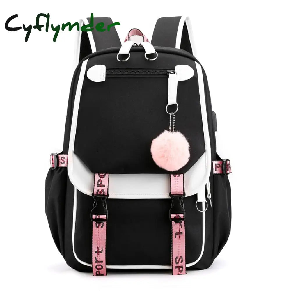 Cyflymder Shoulder Bag Women Girls School Backpacks Anti Theft Usb Charge Backpack Waterproof