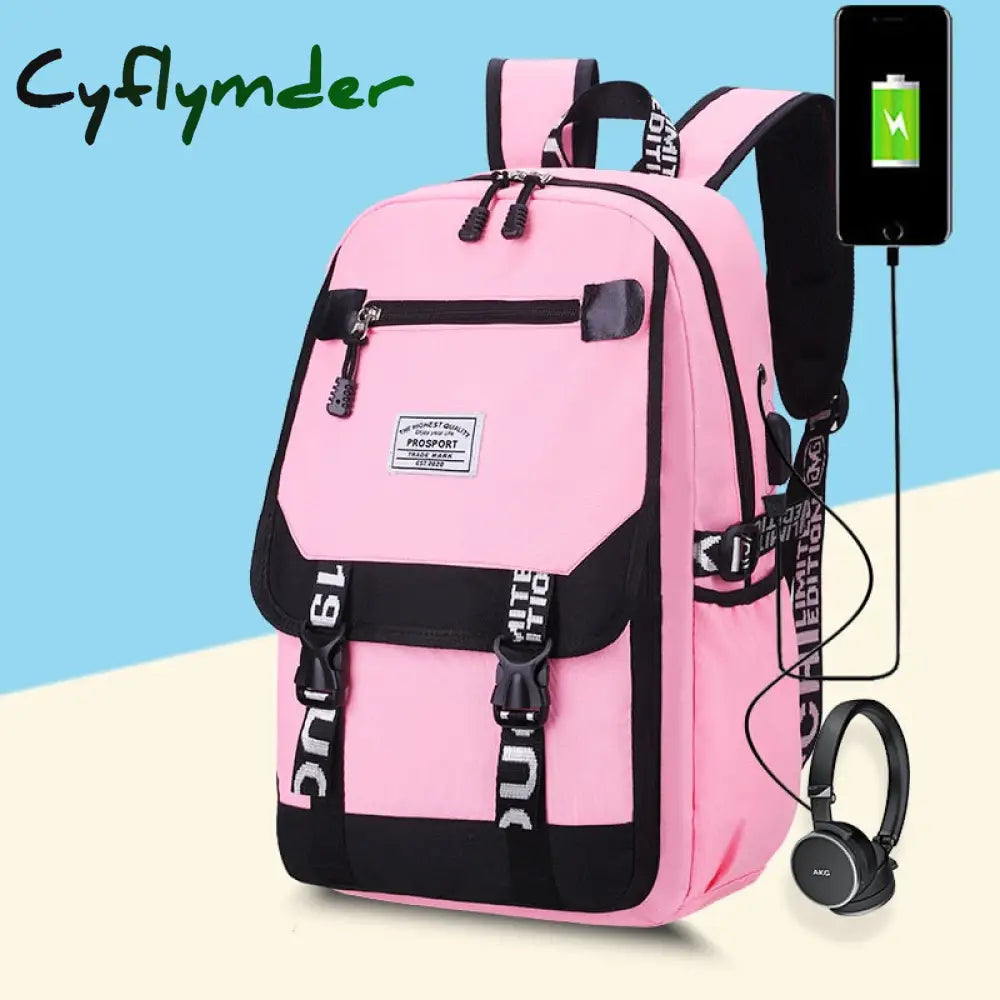 Cyflymder Shoulder Bag Women Girls School Backpacks Anti Theft Usb Charge Backpack Waterproof