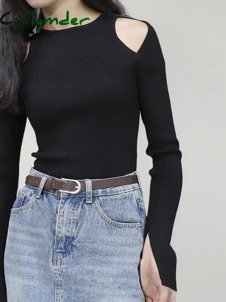 Cyflymder - Shoulder Cut-Out Knit Top Tops