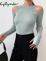 Cyflymder - Shoulder Cut-Out Knit Top Tops