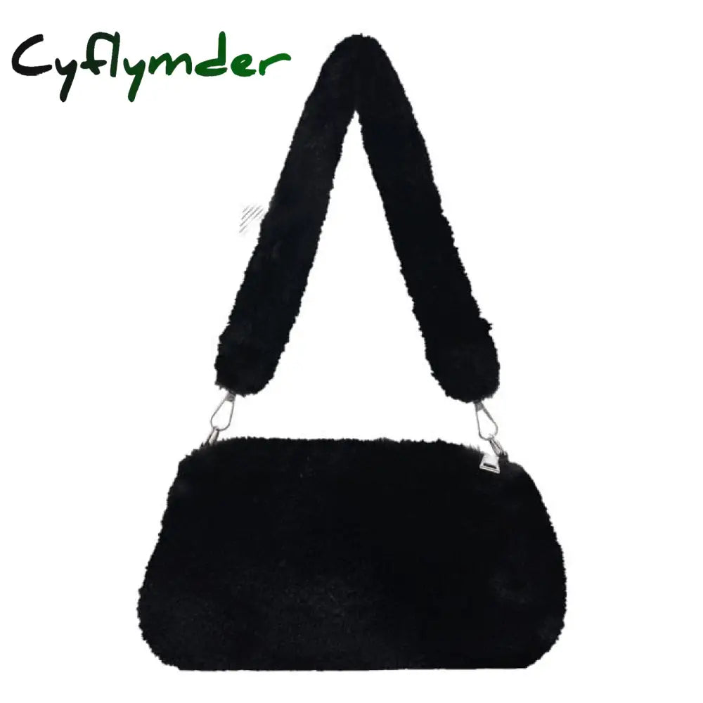 Cyflymder Shoulder Messenger Bag Plush Soft Underarm Fashion Casual Crossbody Bags Women Totes