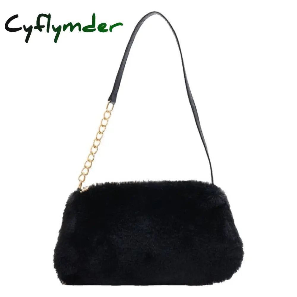 Cyflymder Shoulder Messenger Bag Plush Soft Underarm Fashion Casual Crossbody Bags Women Totes
