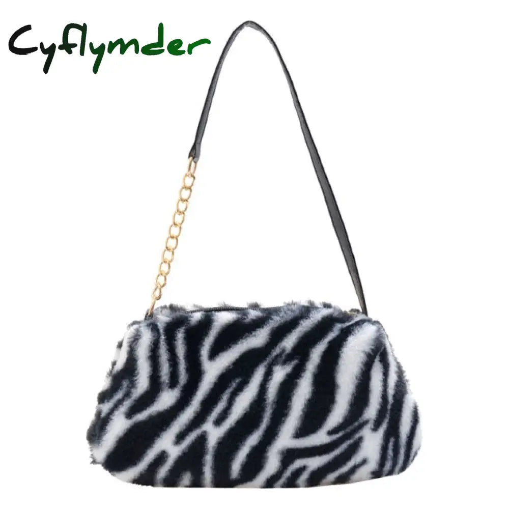 Cyflymder Shoulder Messenger Bag Plush Soft Underarm Fashion Casual Crossbody Bags Women Totes