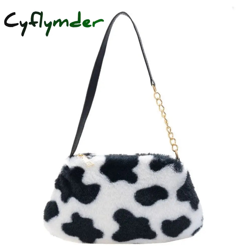 Cyflymder Shoulder Messenger Bag Plush Soft Underarm Fashion Casual Crossbody Bags Women Totes