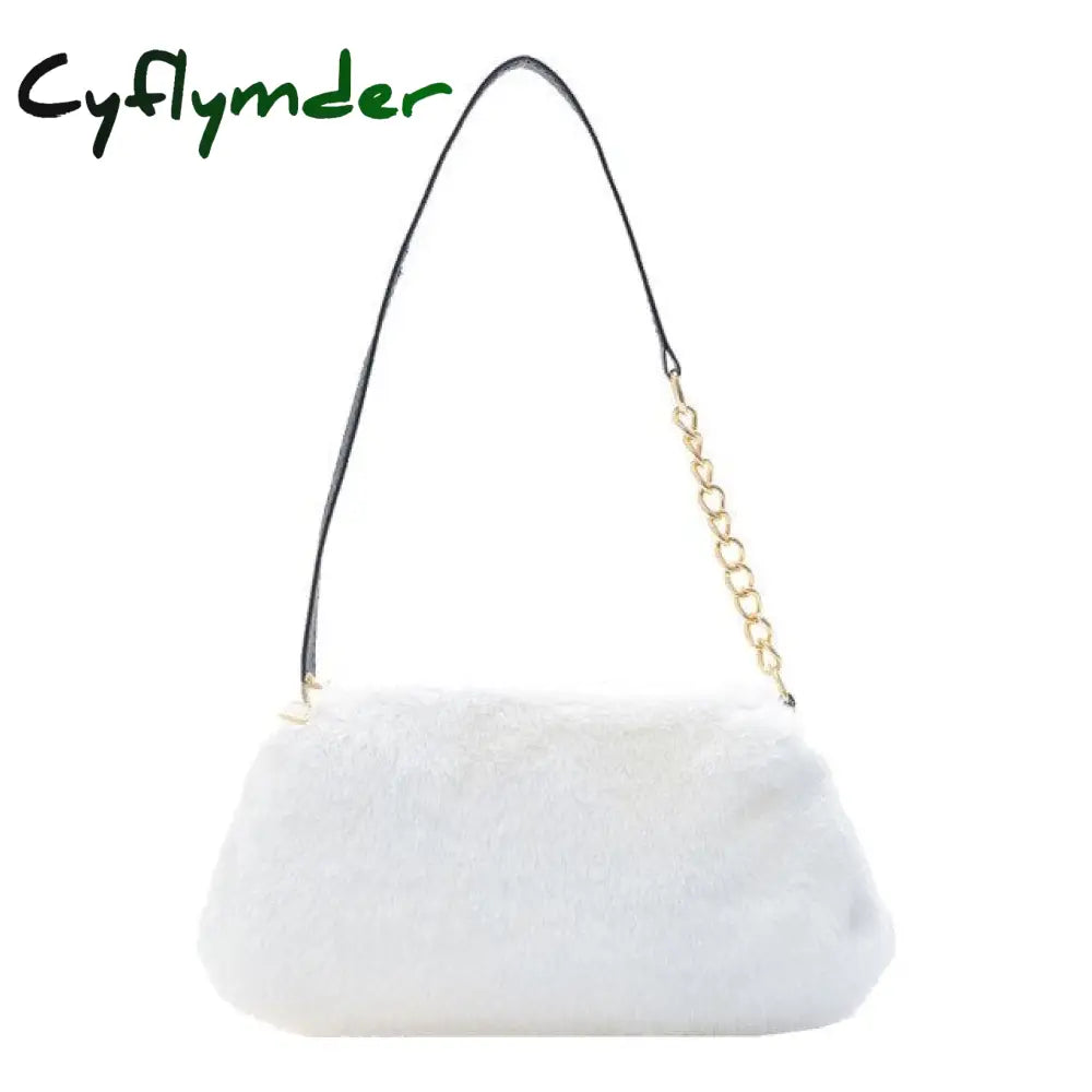 Cyflymder Shoulder Messenger Bag Plush Soft Underarm Fashion Casual Crossbody Bags Women Totes