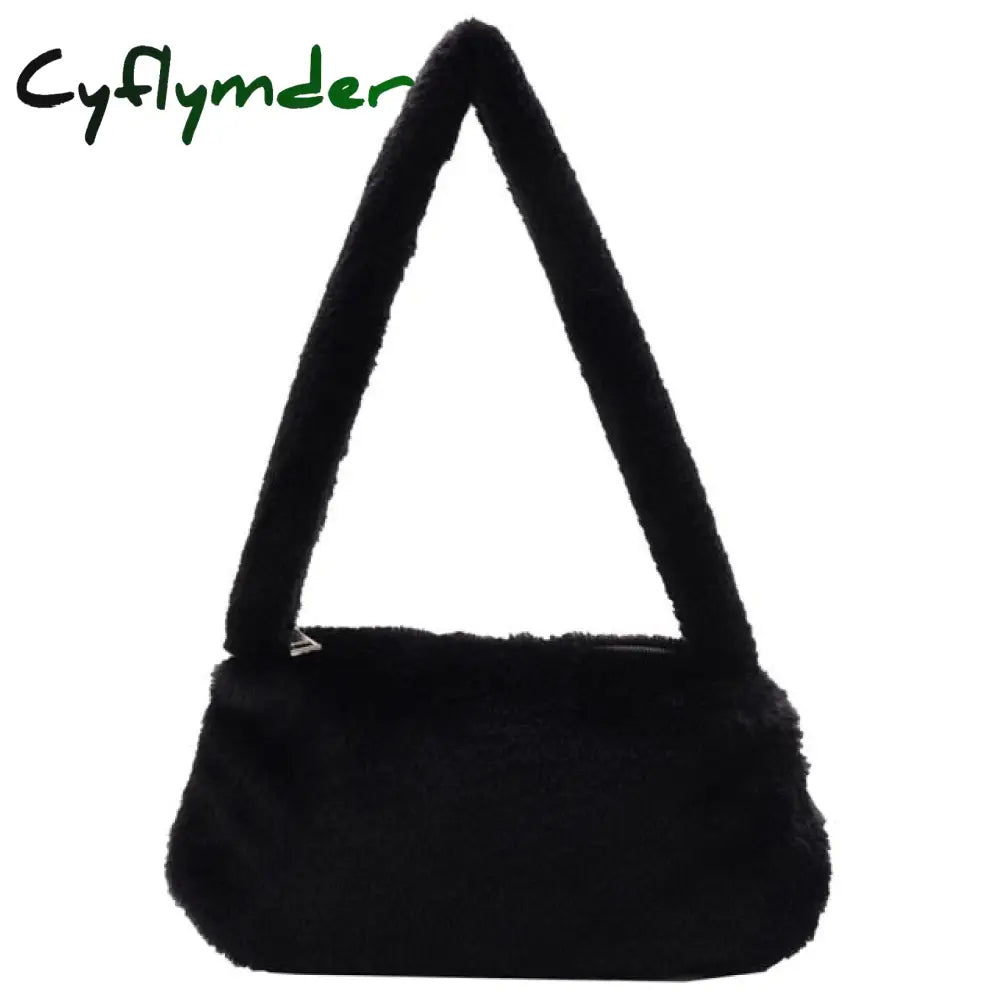 Cyflymder Shoulder Messenger Bag Plush Soft Underarm Fashion Casual Crossbody Bags Women Totes