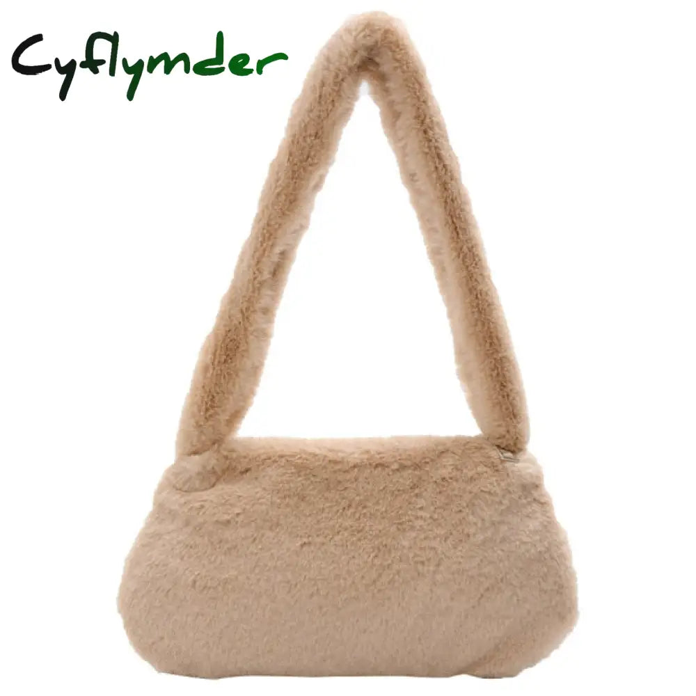 Cyflymder Shoulder Messenger Bag Plush Soft Underarm Fashion Casual Crossbody Bags Women Totes