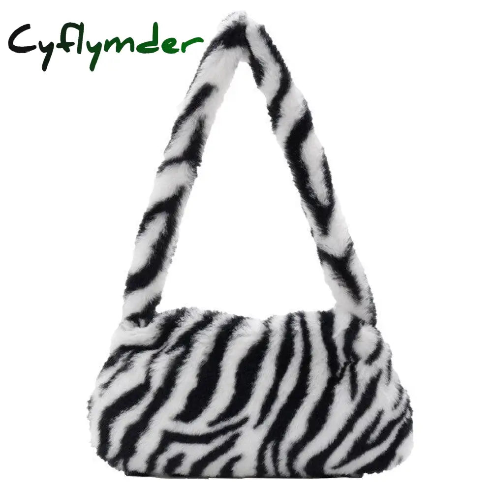 Cyflymder Shoulder Messenger Bag Plush Soft Underarm Fashion Casual Crossbody Bags Women Totes