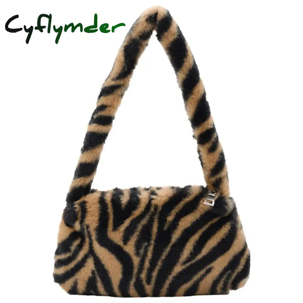 Cyflymder Shoulder Messenger Bag Plush Soft Underarm Fashion Casual Crossbody Bags Women Totes