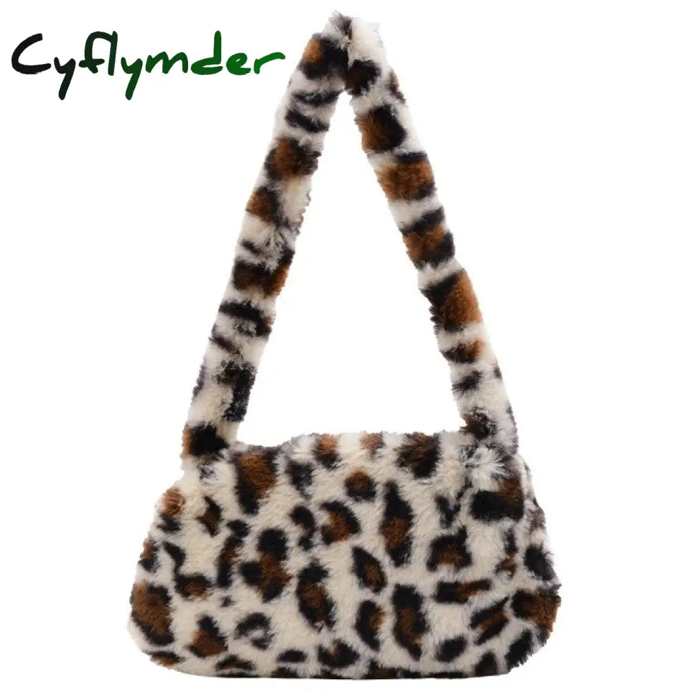 Cyflymder Shoulder Messenger Bag Plush Soft Underarm Fashion Casual Crossbody Bags Women Totes