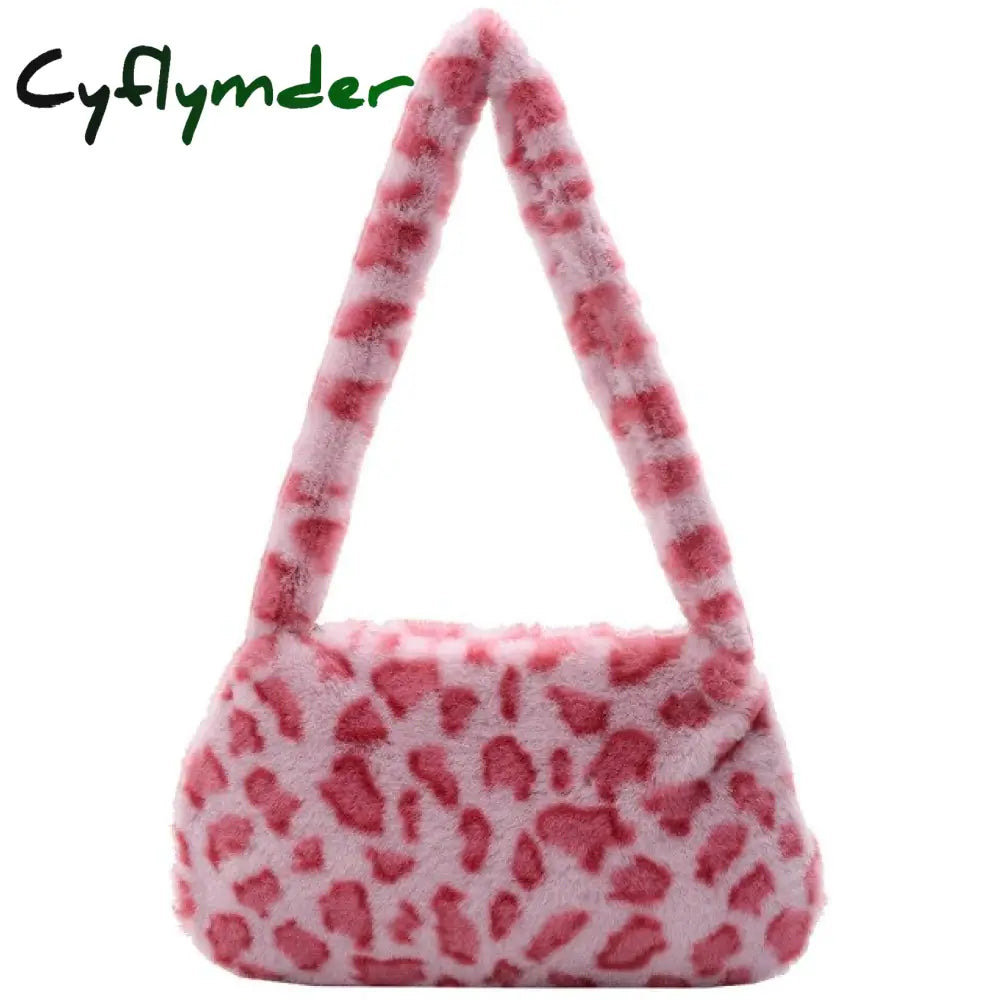 Cyflymder Shoulder Messenger Bag Plush Soft Underarm Fashion Casual Crossbody Bags Women Totes