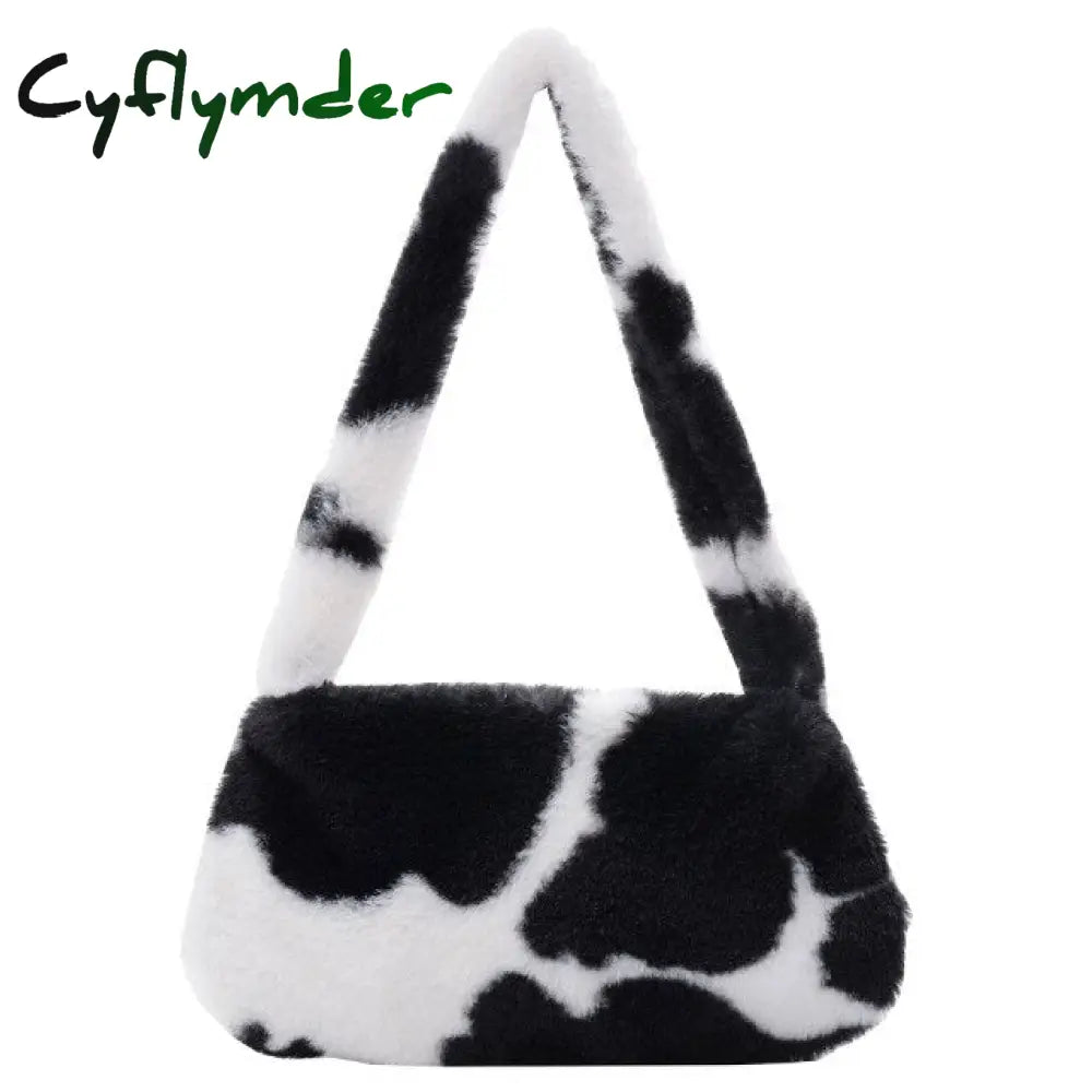 Cyflymder Shoulder Messenger Bag Plush Soft Underarm Fashion Casual Crossbody Bags Women Totes