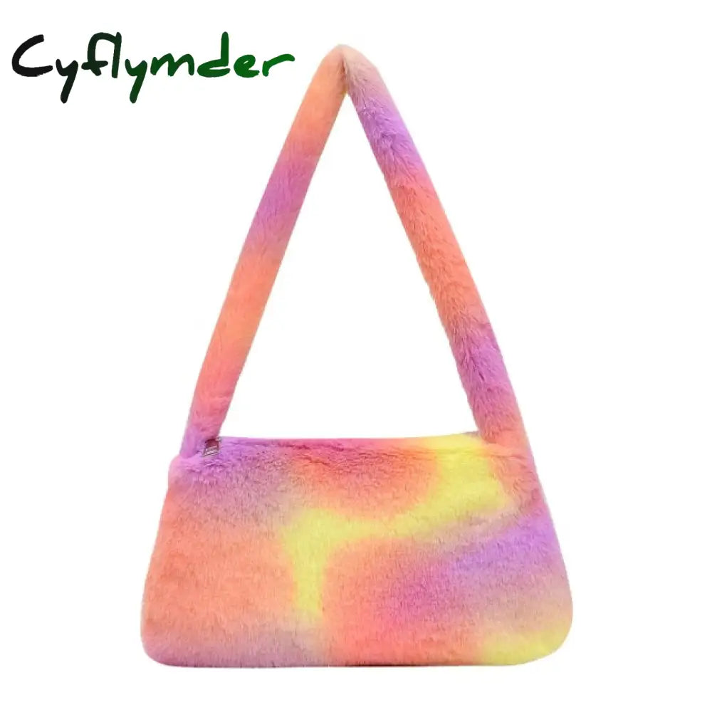 Cyflymder Shoulder Messenger Bag Plush Soft Underarm Fashion Casual Crossbody Bags Women Totes