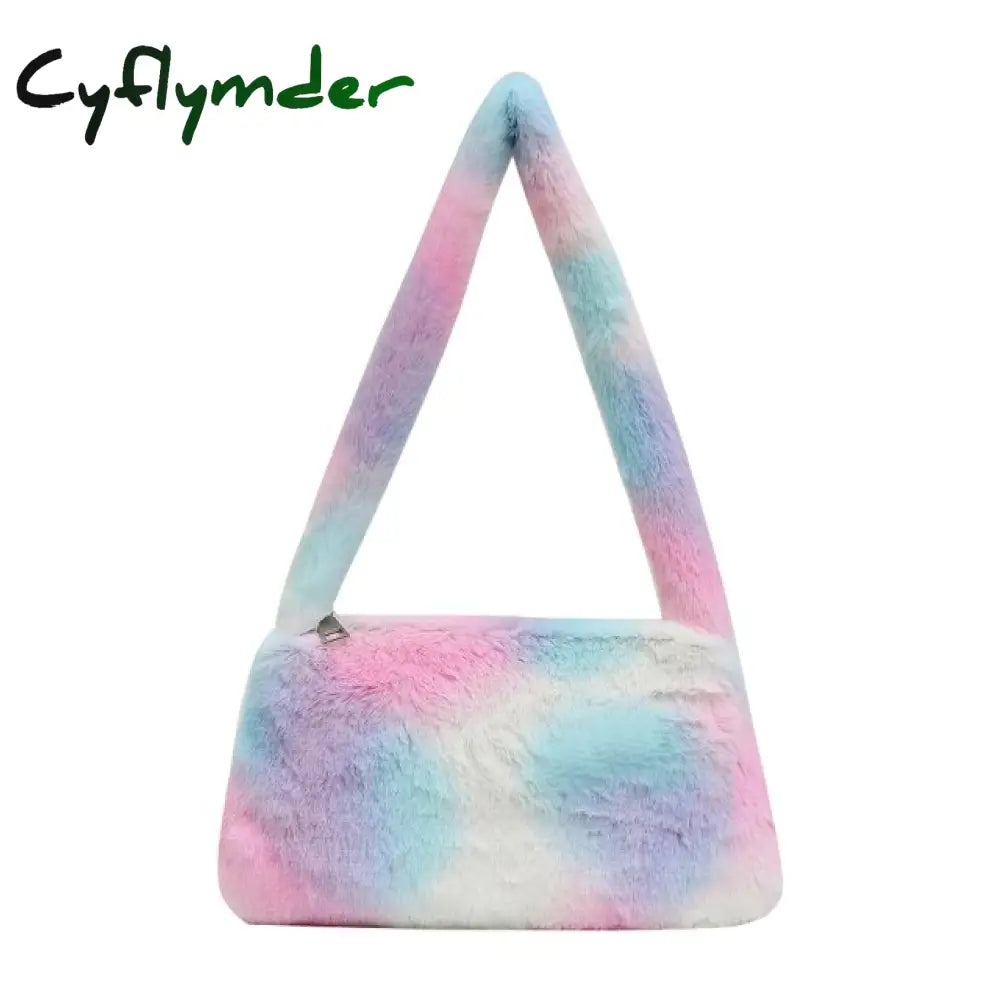 Cyflymder Shoulder Messenger Bag Plush Soft Underarm Fashion Casual Crossbody Bags Women Totes