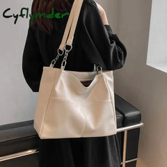 Cyflymder Shoulder Side Bags For Women Vintage Solid Color Simple Large Capacity Big Pu Leather The