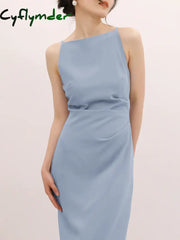Cyflymder - Silent Sea Boat Neck Midi Dress Blue / Xs Dresses