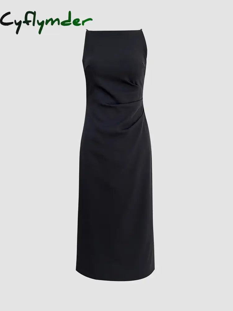 Cyflymder - Silent Sea Boat Neck Midi Dress Dresses
