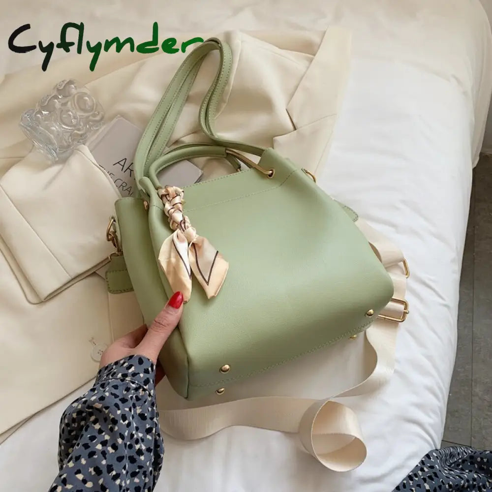 Cyflymder Silk Scarf Small Pu Leather Crossbody Shoulder Bag For Women Fashion Simple Handbags And