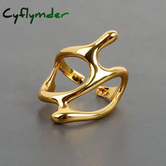 Cyflymder Silver Color Trendy Vintage Elegant Irregular Adjustable Rings For Women Punk Geometric