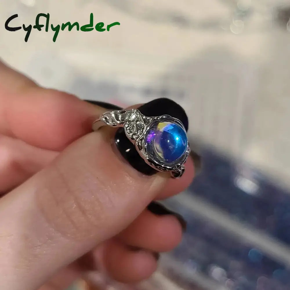 Cyflymder Silver Color Trendy Vintage Elegant Irregular Adjustable Rings For Women Punk Geometric
