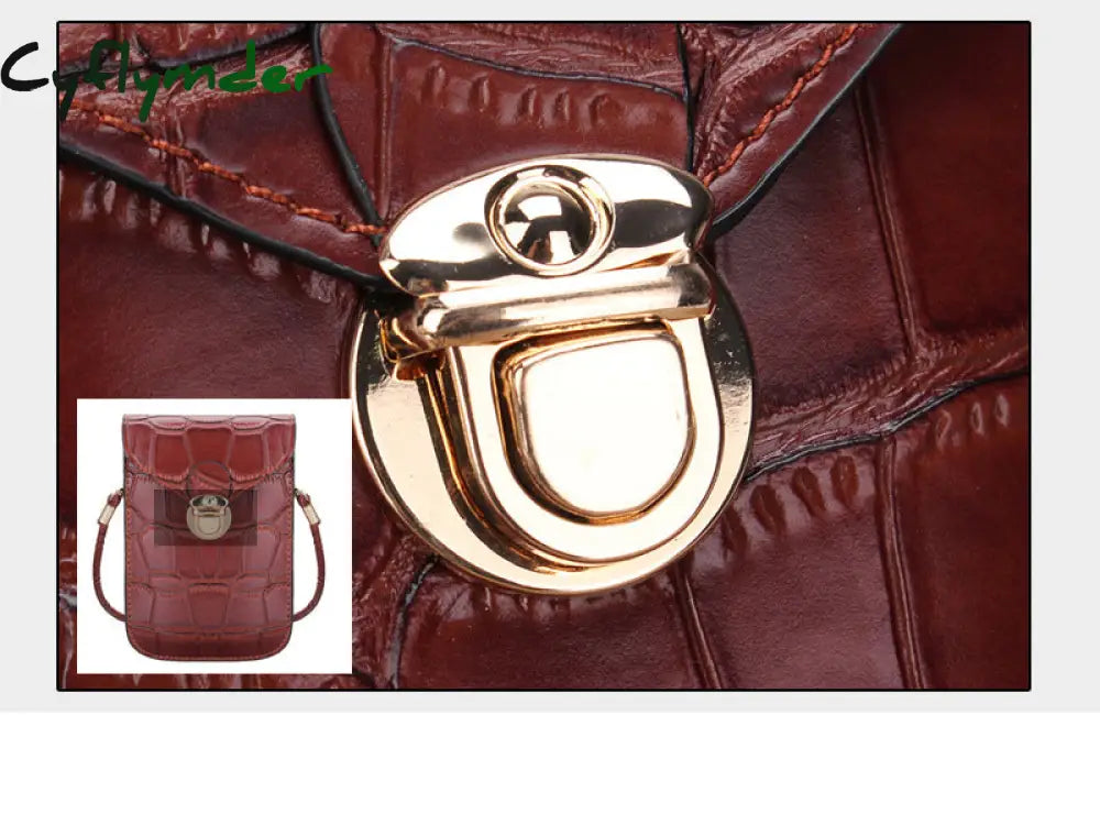 Cyflymder Silver Mobile Phone Mini Bags Small Clutches Shoulder Bag Crocodile Leather Women Handbag