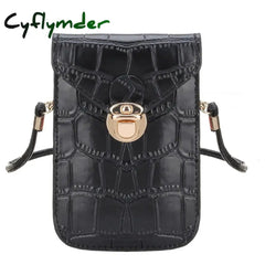 Cyflymder Silver Mobile Phone Mini Bags Small Clutches Shoulder Bag Crocodile Leather Women Handbag