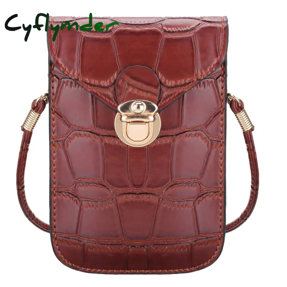 Cyflymder Silver Mobile Phone Mini Bags Small Clutches Shoulder Bag Crocodile Leather Women Handbag