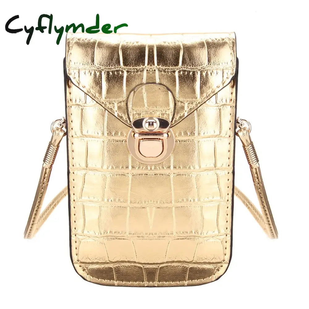 Cyflymder Silver Mobile Phone Mini Bags Small Clutches Shoulder Bag Crocodile Leather Women Handbag