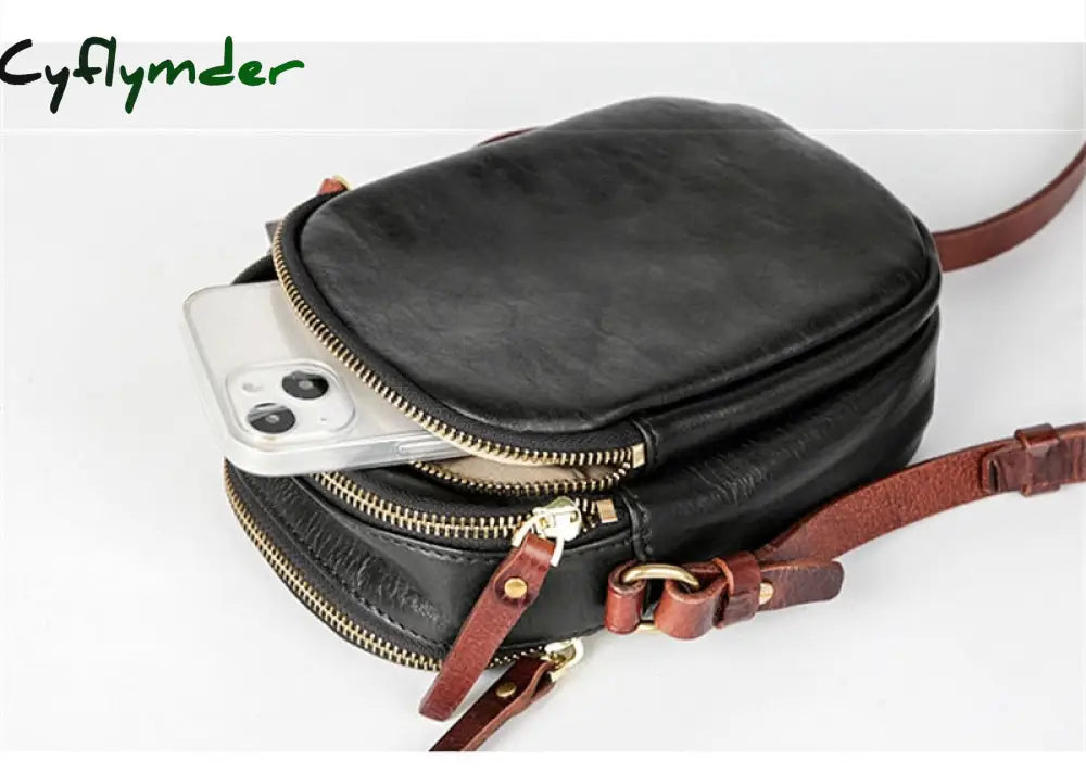 Cyflymder Simple Casual High Quality Natural Genuine Leather Men’s Mobile Phone Bag Lightweight