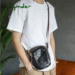 Cyflymder Simple Casual High Quality Natural Genuine Leather Men’s Mobile Phone Bag Lightweight