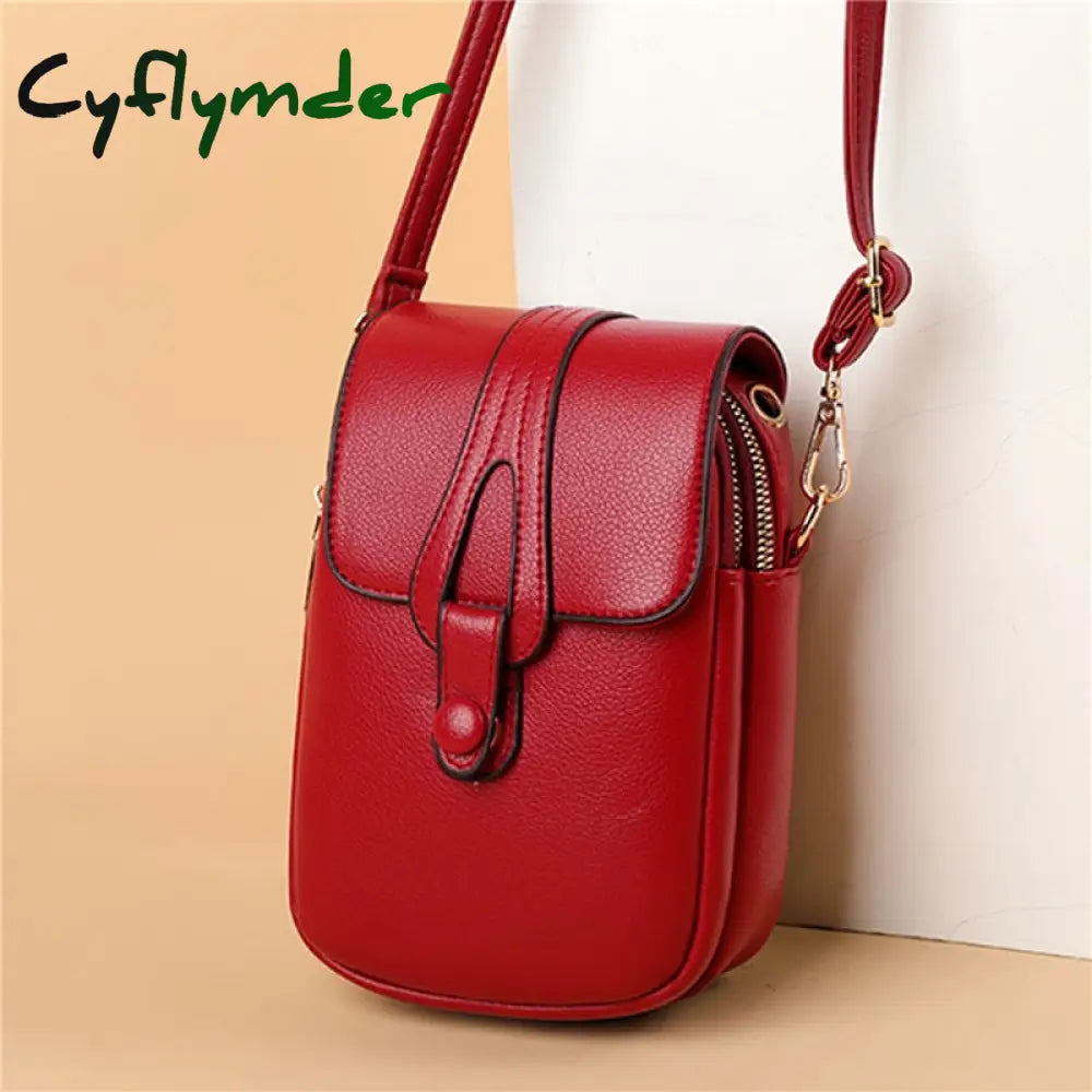 Cyflymder Simple Design Pu Leather Crossbody Shoulder Bags For Women Spring Retro Branded Handbags