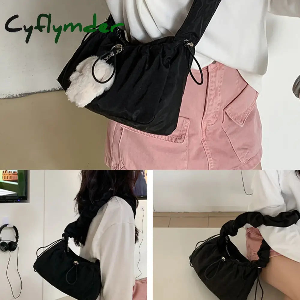 Cyflymder Simple Fashion Foldable Shoulder Bag Vintage Casual Designer Underarm Crossbody Women