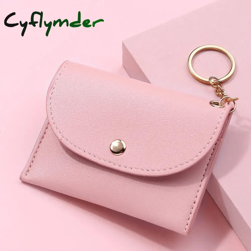 Cyflymder Simple Fashion Pu Leather Coin Purse Women Buckle Ultra-Thin Mini Change Purses Keychain