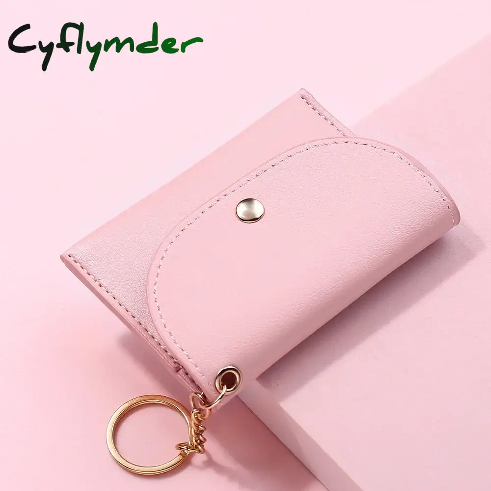 Cyflymder Simple Fashion Pu Leather Coin Purse Women Buckle Ultra-Thin Mini Change Purses Keychain