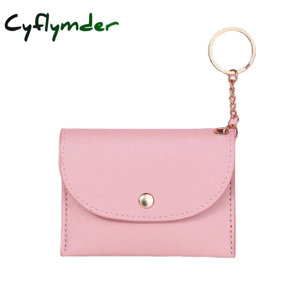 Cyflymder Simple Fashion Pu Leather Coin Purse Women Buckle Ultra-Thin Mini Change Purses Keychain