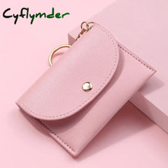 Cyflymder Simple Fashion Pu Leather Coin Purse Women Buckle Ultra-Thin Mini Change Purses Keychain