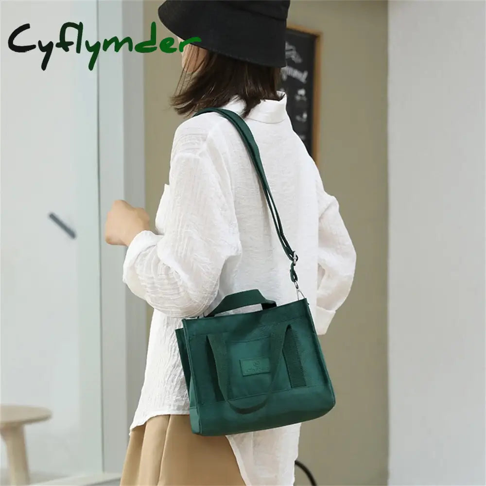 Cyflymder Simple Fashion Shoulder Bags For Women New Handbags Waterproof Nylon Canvas Tote Bag With