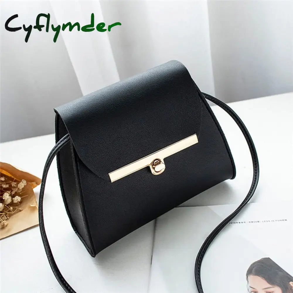 Cyflymder Simple Flap Shoulder Pu Leather Bags For Women Girls Pure Color Mini Messenger Chest Bag