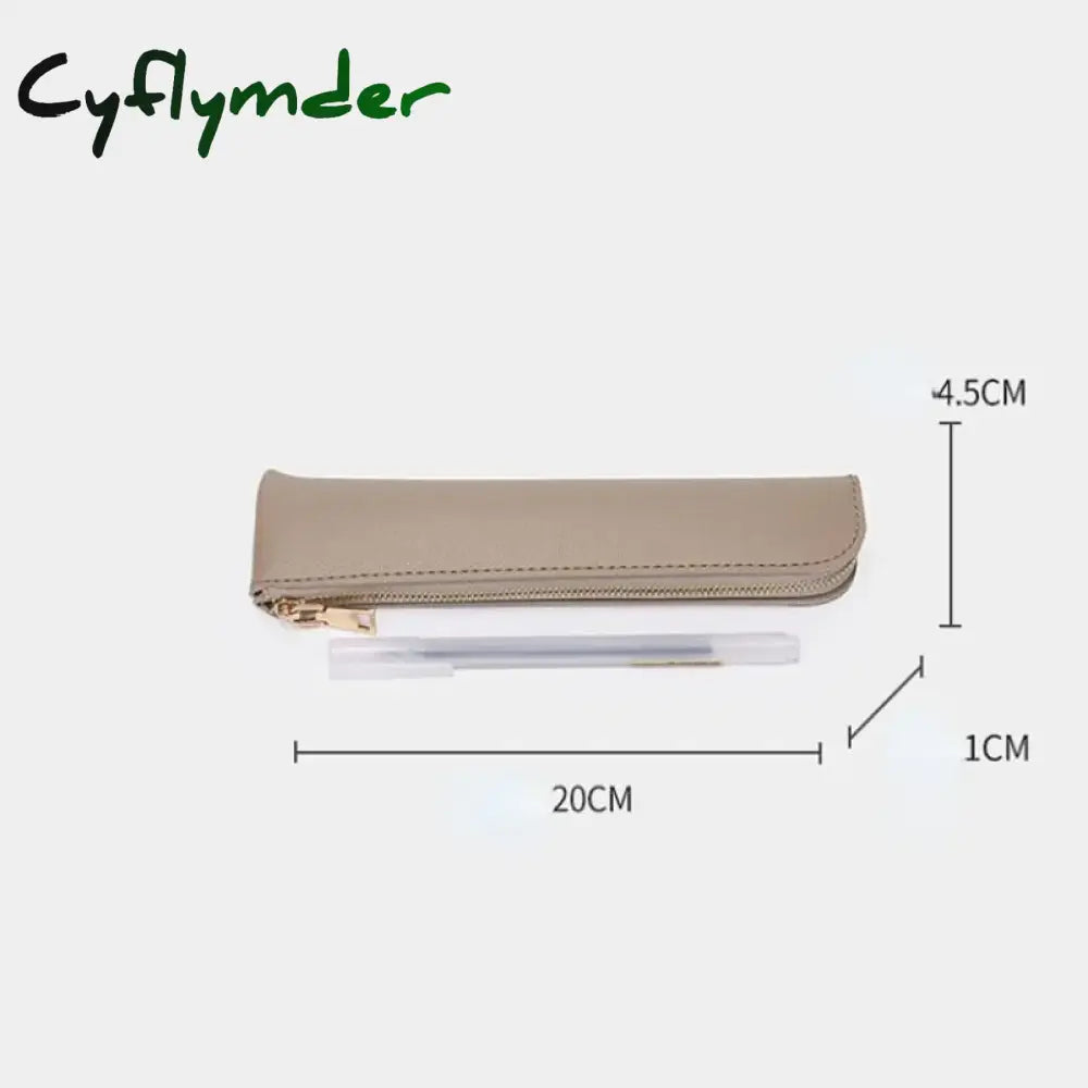 Cyflymder Simple Fountain Pen Sleeve Small Pu Bag Japanese Stationery Candy Color Zipper Pencil