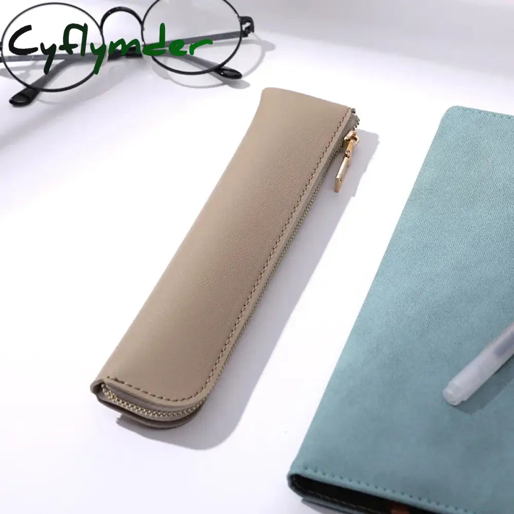 Cyflymder Simple Fountain Pen Sleeve Small Pu Bag Japanese Stationery Candy Color Zipper Pencil