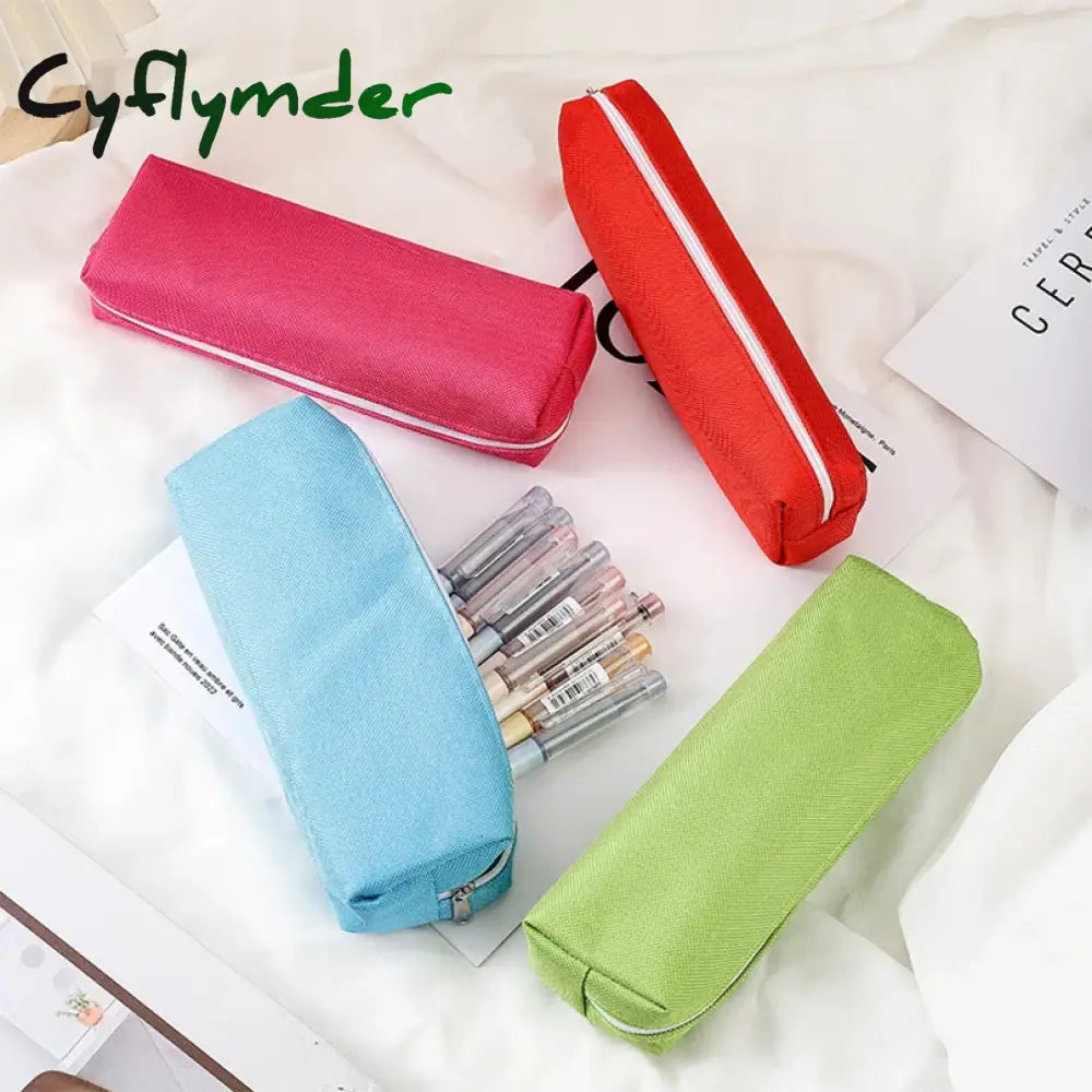 Cyflymder Simple Pencil Case School Supplies Cases Estuche Escolar Solid Color Stationery Kalemlik