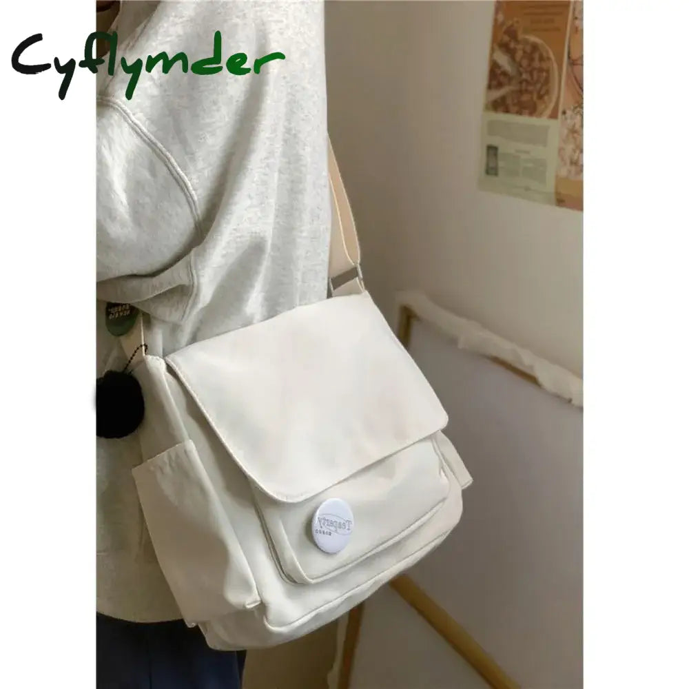 Cyflymder Simple School Student Shoulder Bag Nylon Handbags Solid Color Leisure Large Capacity Messenger Bag Male
