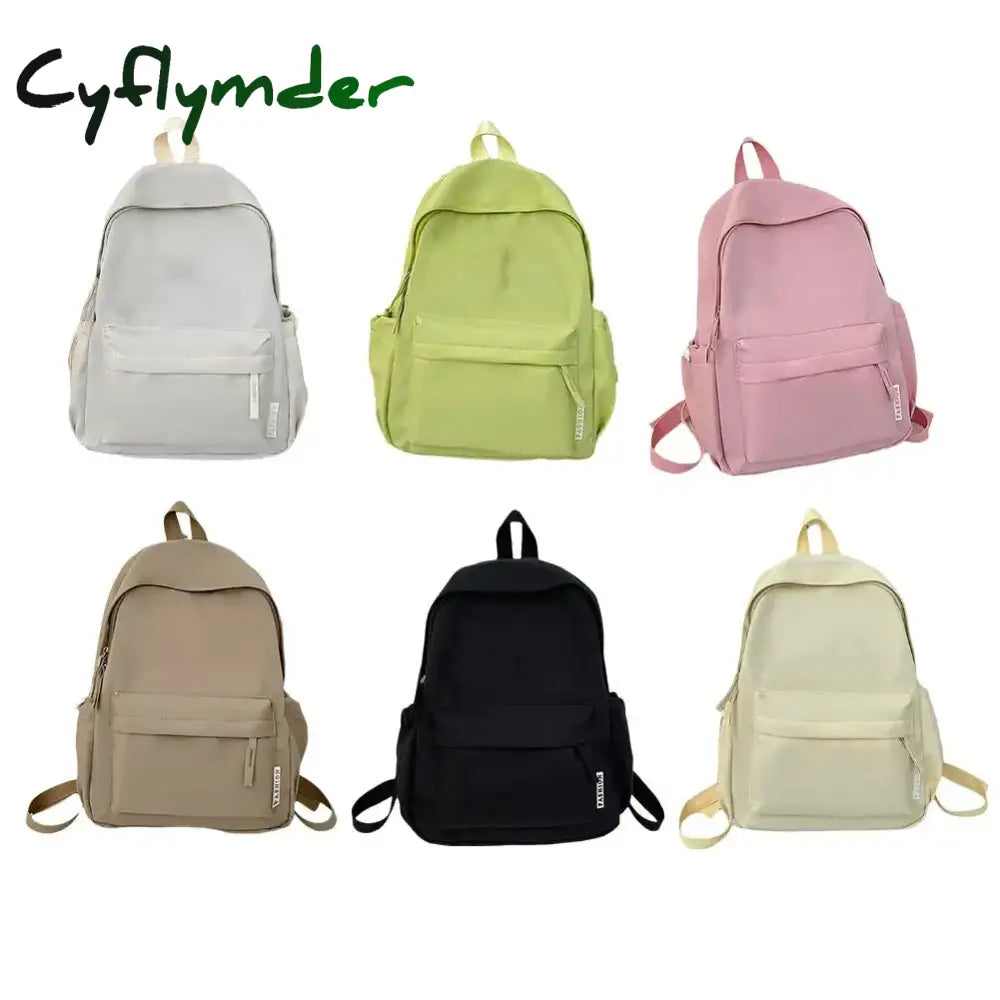 Cyflymder Simple Solid Color Backpack Women School Bags For Teenager Girls Bookbag Lady Travel