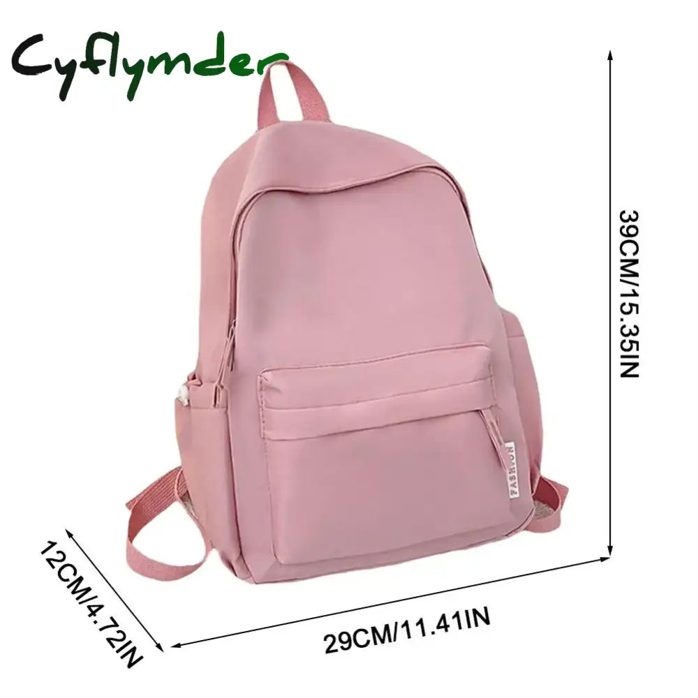 Cyflymder Simple Solid Color Backpack Women School Bags For Teenager Girls Bookbag Lady Travel