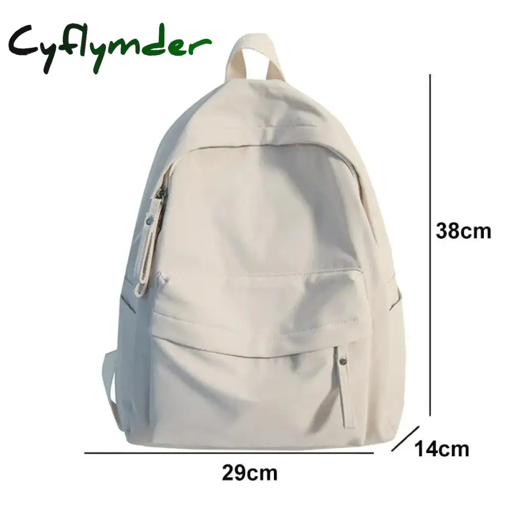 Cyflymder Simple Solid Color Backpack Women Waterproof Nylon School Bags For Teenager Girls Bookbag Lady Travel Backbag