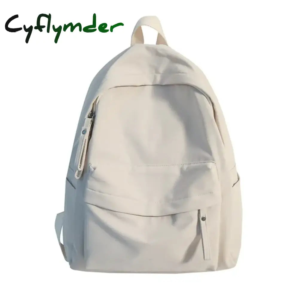 Cyflymder Simple Solid Color Backpack Women Waterproof Nylon School Bags For Teenager Girls Bookbag Lady Travel Backbag